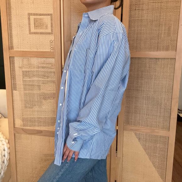 Brooks brothers blue white striped button down loose Flowy shirt 16-4/5 - Picture 2 of 6